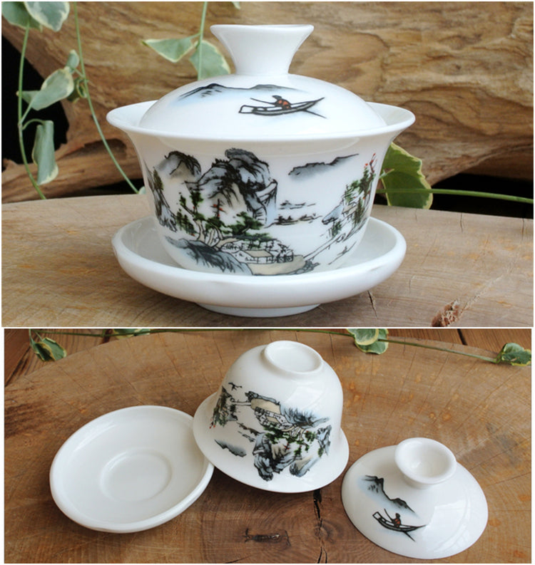 8cm Cover Tea Bowl Cover Flying Saucer Cover Blue and White China Cup Set