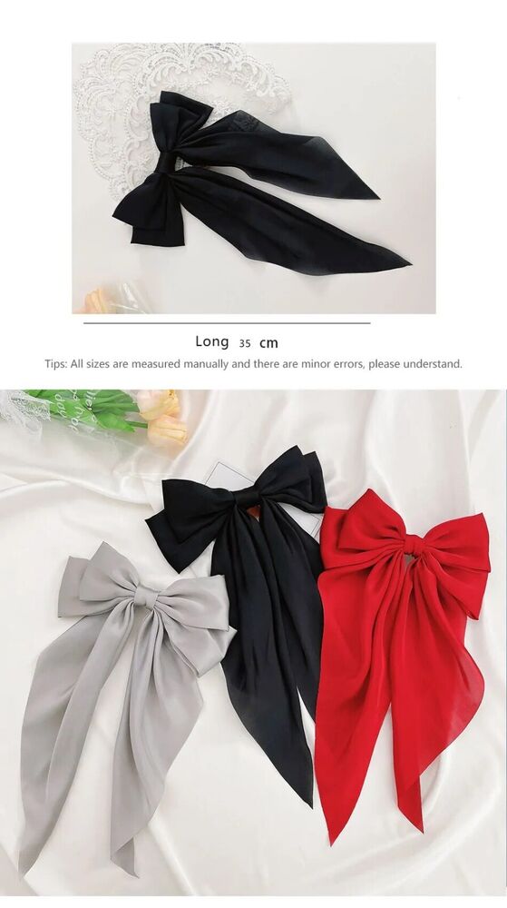 Women Hair Accessory Bowknot Long Strap Hairpin Temperament Back Spoon Pan Clips