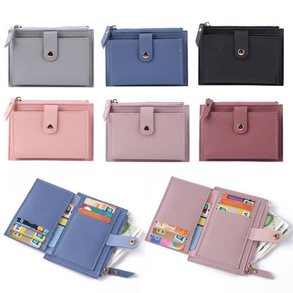 Credit Card Multi-slot Holder Synthetic Leather Mini Coin Purse Wallet Case Blue
