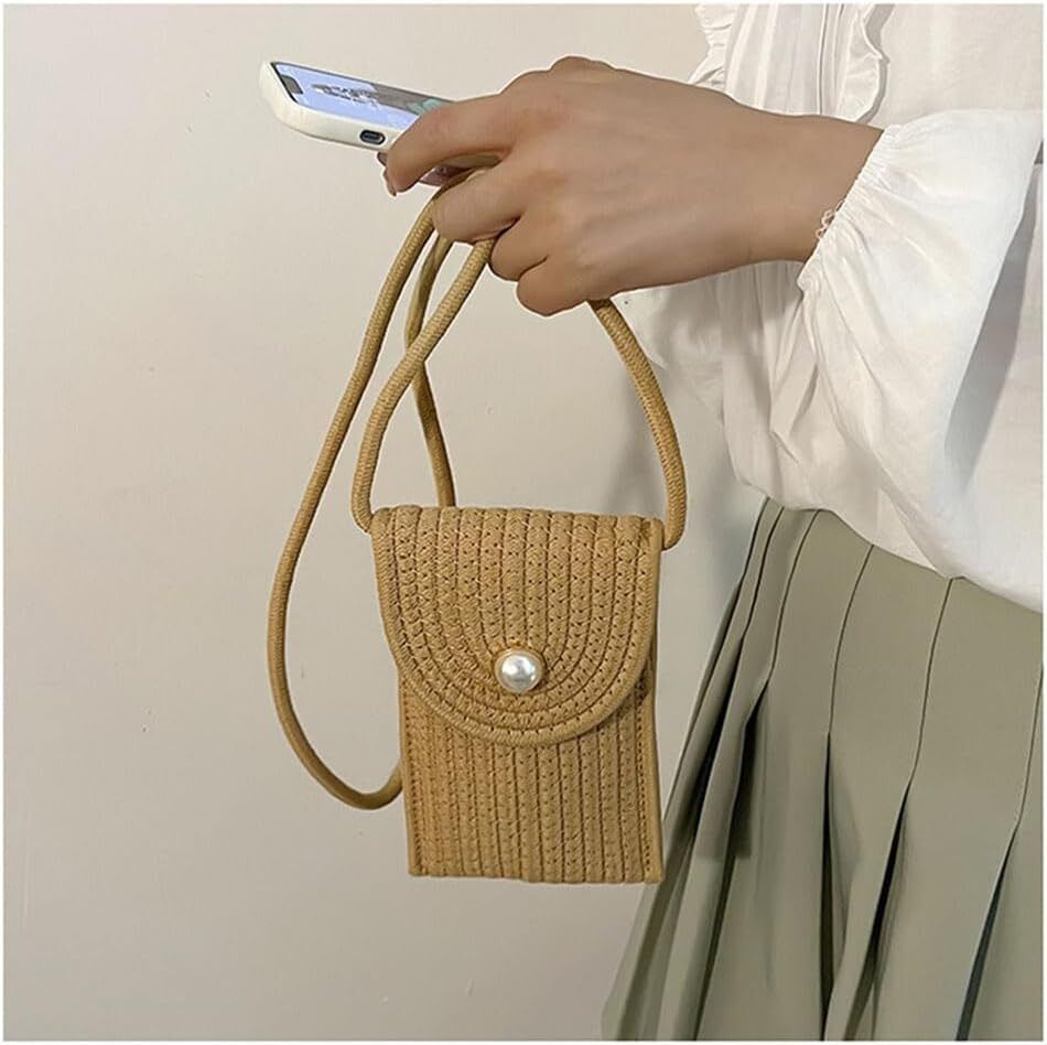 Hand Woven Crossbody Bags for Women Boho Style Cell Phone Purse Handbag Gift