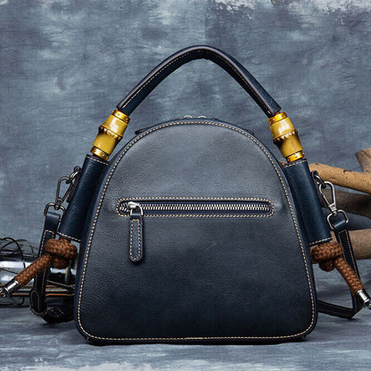 Women's Retro 100% Genuine Leather Handbag Embossed Crossbody Shoulder Shell Bag
