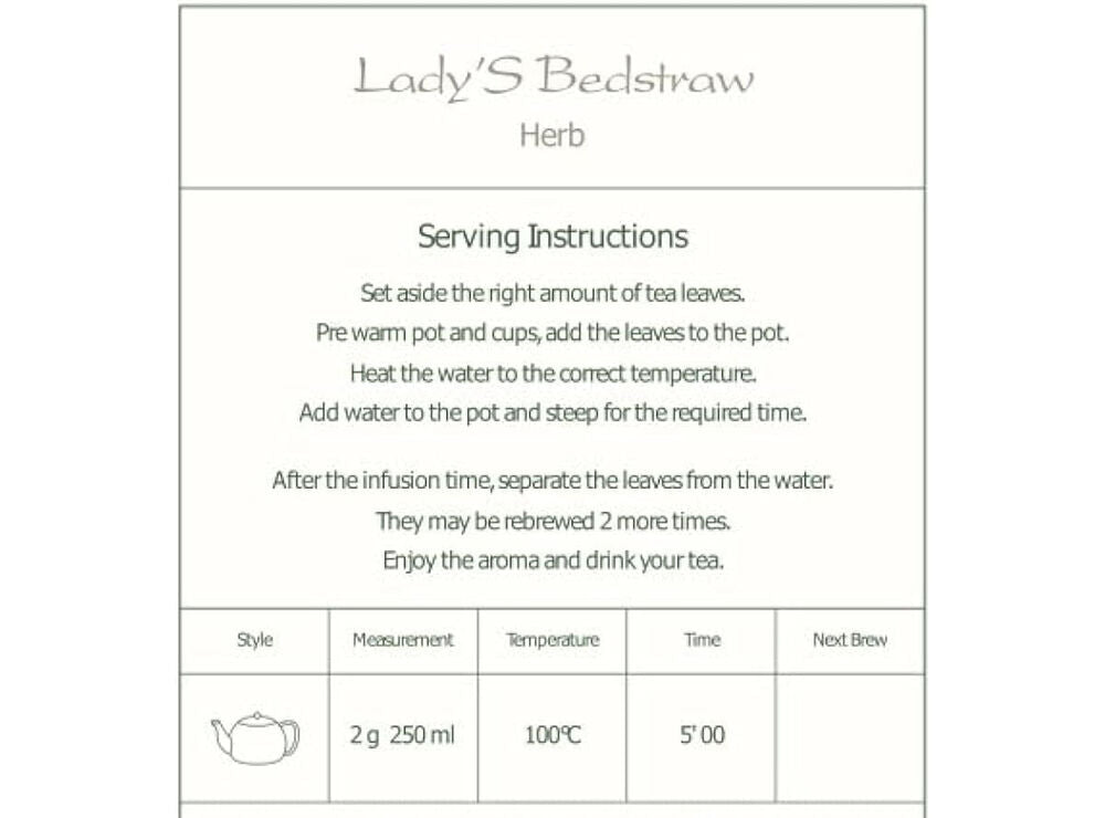 Ladies Bed Straw Tea - Galium Verum Herb 100g