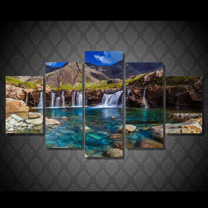 Waterfall Mountain Landscape 5 Pieces canvas Wall Art Print Picture Home Decor