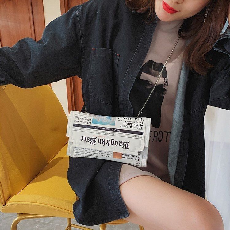 Newspapers Print Clutch Bags Envelope Bag Shoulder Bag Purse Evening Bags Wallet