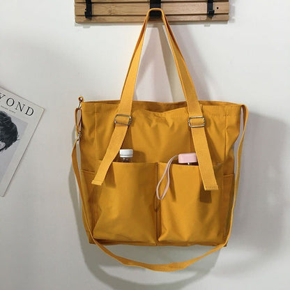 Waterproof Large Capacity Canvas Girl Shoulder Hand Bucket Bag Basket Crossbody