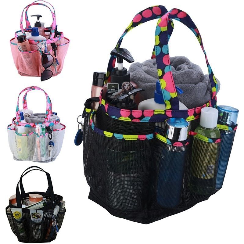 Mesh Shower Tote Hanging Bath Toiletry Organizer Bag Storage Pockets Oxford 1 PC