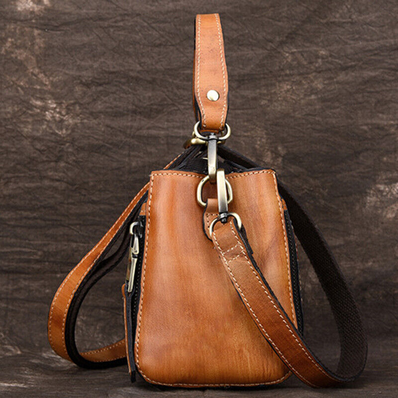 Genuine Leather Floral Embroidered Vintage Handbag Women's Tote Shoulder Bags