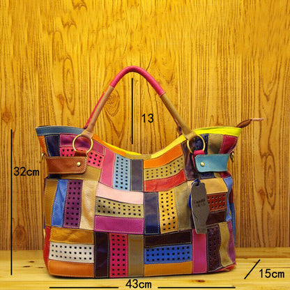 Designer Women'S Genuine Leather Multi-color Handbag Satchel Tote Shoulder Bags