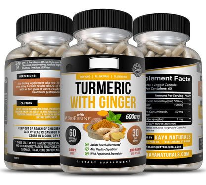 Black Pepper, Joint Pain Maxx Strength Capsules Turmeric Curcumin with Ginger