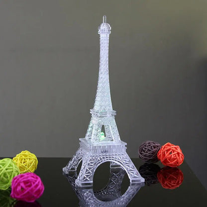 Night Light Mini Eiffel Tower LED Color Changing Lamps Home Miniatures Figurines
