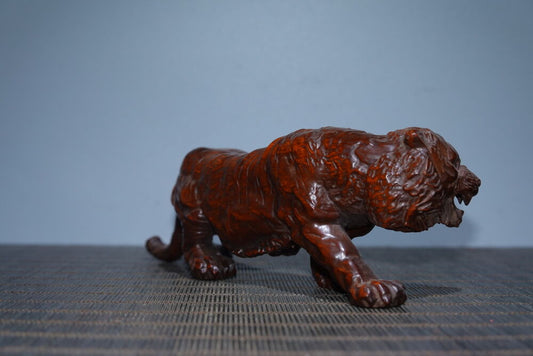 Chinese Wood Carving Boxwood Tiger Figurine Statue Wooden Sculptures Home Decor