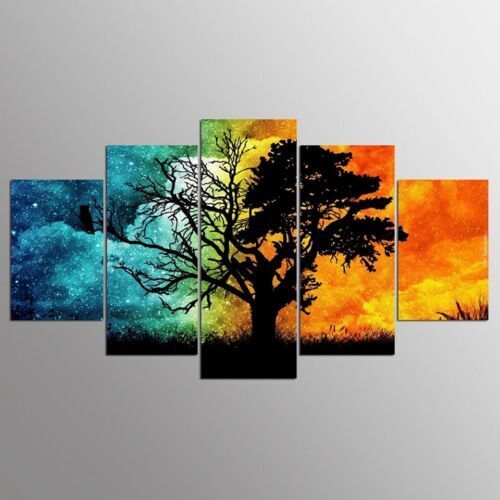 Abstract Yin Yang Tree Shadow 5 Pcs Canvas Wall Art Painting Poster Home Decor
