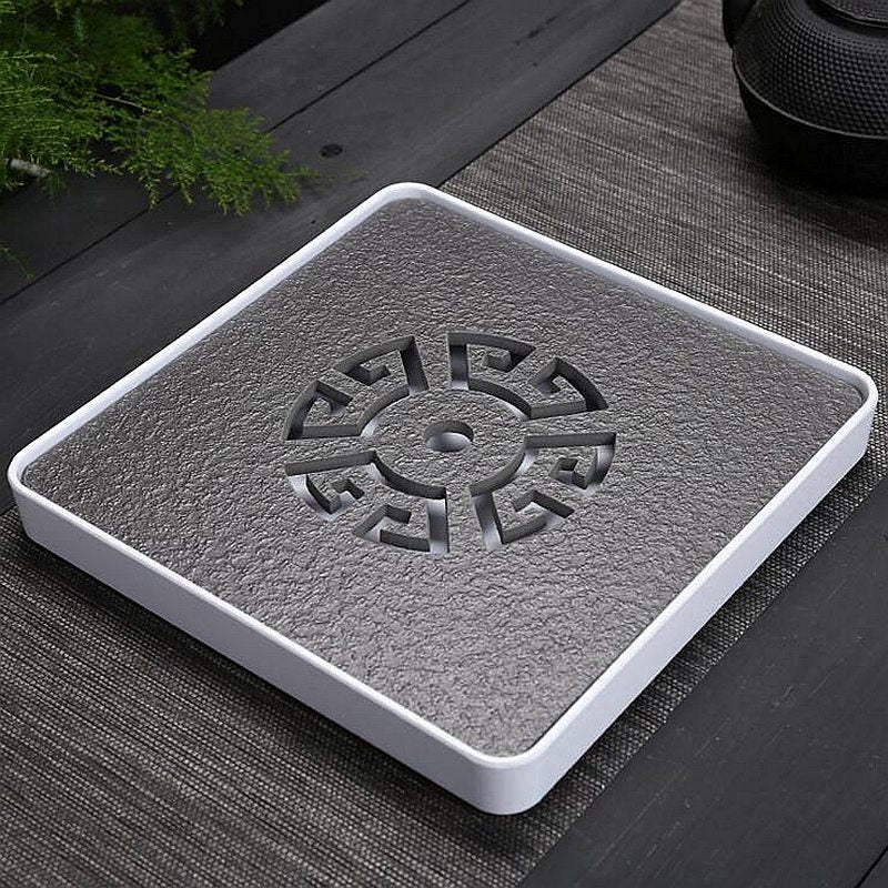 Black Stone Kungfu Tea Tray with Drainage Water Storage for Puer Tableware Tea