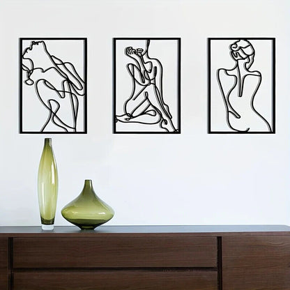 3pcs, Metal Wall Sculptures, Woman Wall Art Line Drawing Wall Art Decor