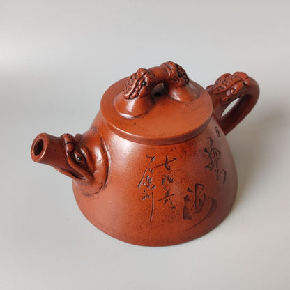 Vintage Chinese Yixing Purple Clay Teapot Zisha Ceremony Carving Collectible Art