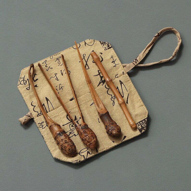 Natural Bamboo Tea Ceremony Accessories With Cloth Bag|Tea Accessories
