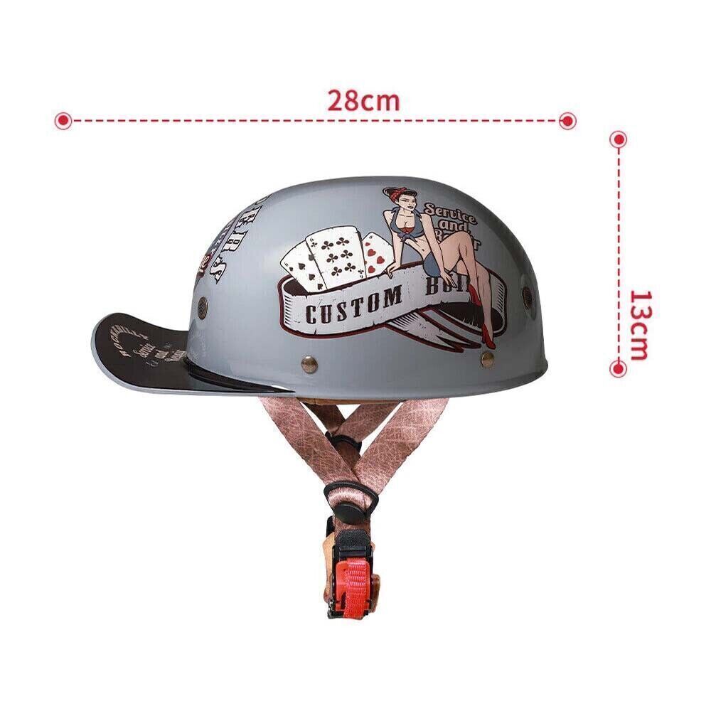 Motorcycle Half Helmet Open Face Motorcycle Half Helmet Retro Baseball Cap