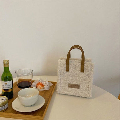 Women Winter Shoulder Bag Lamb Wool Autumn Cross-body Beige Khaki Girls
