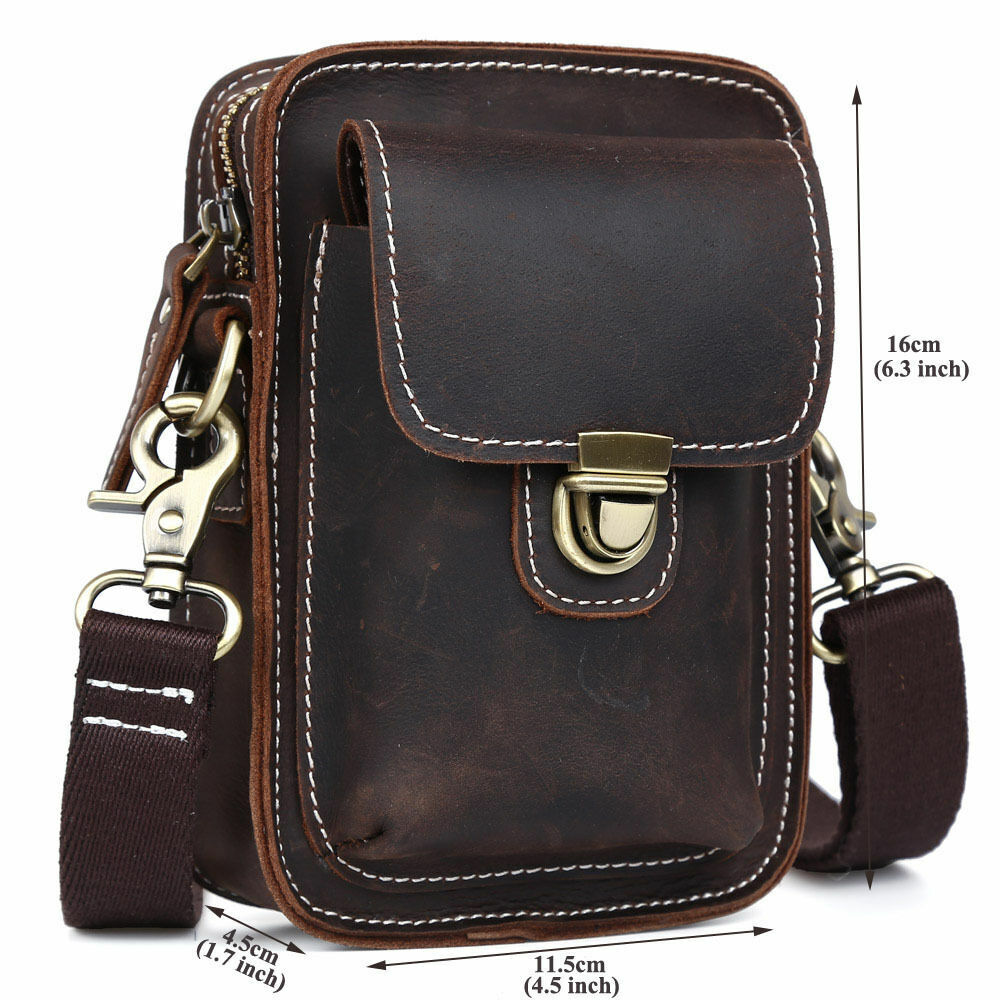 Men's New Rustic Leather Waist Bag Fanny Pack Belt Bag Pouch Small Shoulder Bag
