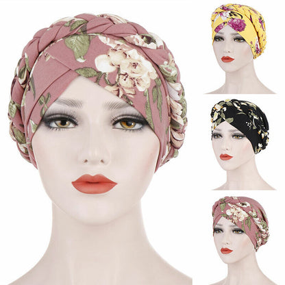 Muslim Women Braid Turban Hijab Hat Hair Loss Bonnet Chemo Cap Wrap Headscarf*