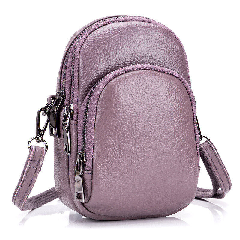 Genuine Leather Women's mini Crossbody Bag Sling/Shoulder Small Bag Three Zipper