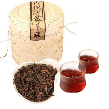 800g Ancient Tree Bamboo Basket Packing Spring Puer Tea Ripe Puerh Tea Loose Tea