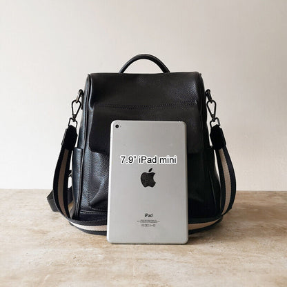 Anti-Theft Convertible Real Leather Backpack Travel Bag Purse Shoulder Bag
