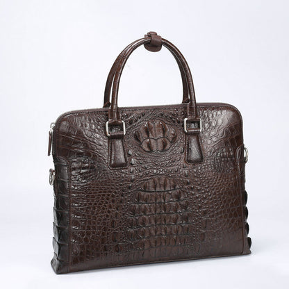 Handcrafted Siamese Alligator Skin Men's Luxury Business Briefcase Handbag
