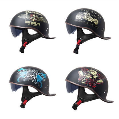 Retro Lightweight Open Face Motorcycle Helmet Fashion Helmet with Internal Visor