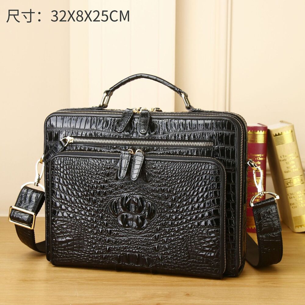 Genuine leather crocodile handbag large capacity men's briefcase business bag