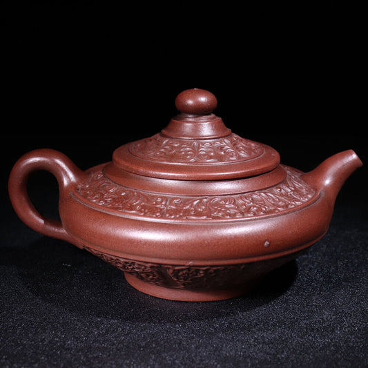 Chinese Yixing Zisha Clay Handmade Exquisite Teapot（虚扁 底款：杨凤年）