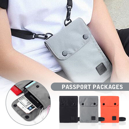 Travel Neck Hanging Passport Bag Pouch Wallet with RFID Blocking Card Holder