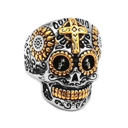 Men Skeleton Big Ring Stainless Steel Skull Rings Punk Biker Finger Jewelry 1Pc