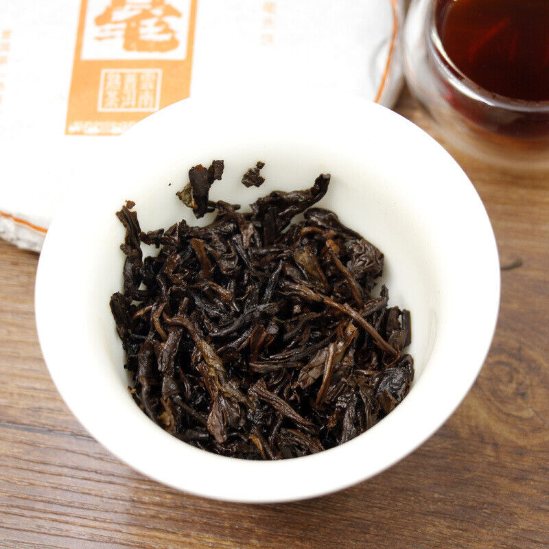 200g Golden Hao Pu'er Tea Yunnan Menghai Ripe Black Tea Cake Tea Brown Mountain