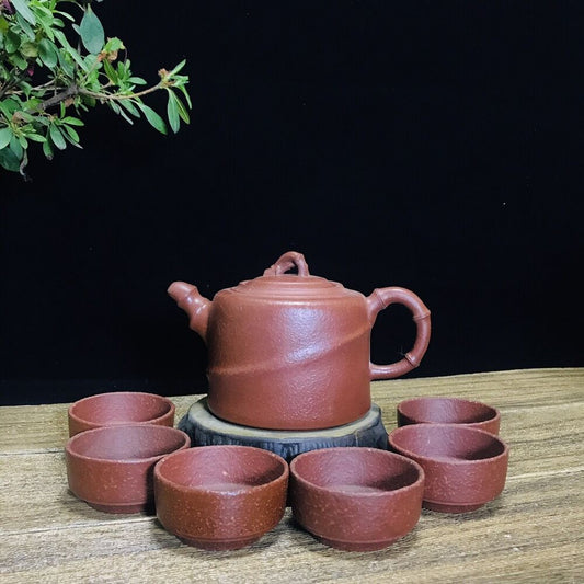 Chinese Yixing Zisha Clay Handmade Exquisite Teapot（斜竹 底款：朱可心）