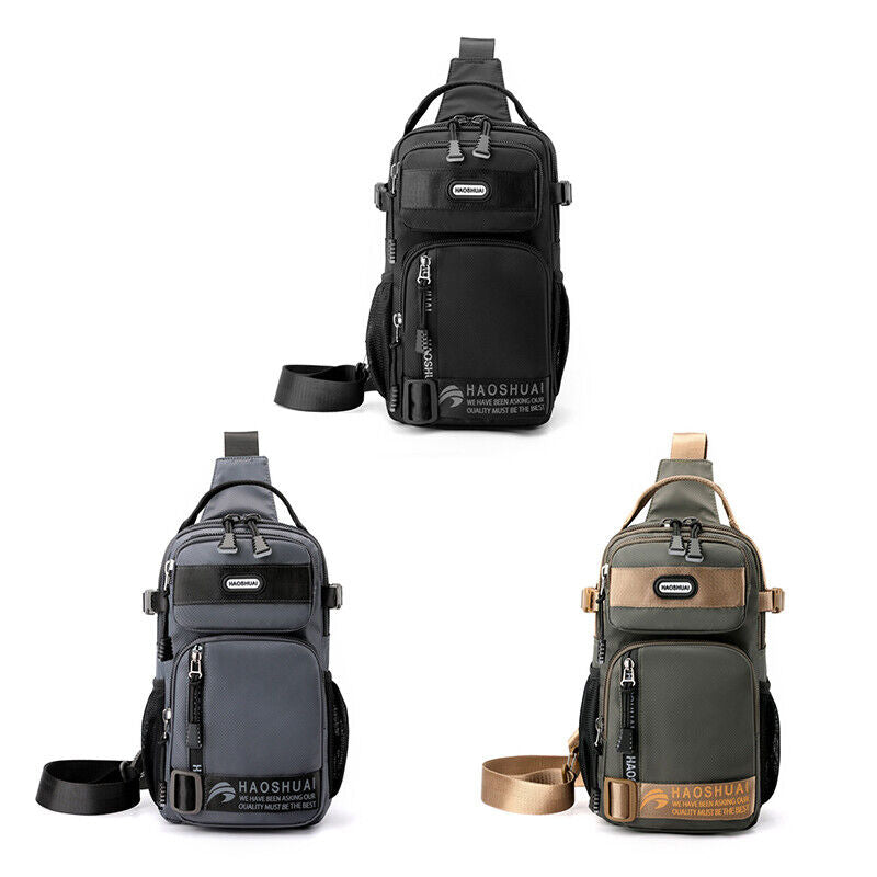 Men Nylon Waterproof Chest Bag Shoulder Crossbody Bag Pocket Handbag Travel