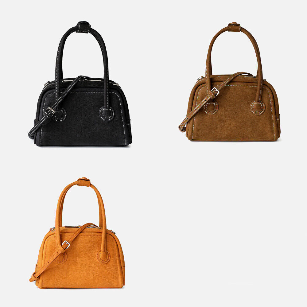 Small Mini Real Leather Handbag Boston Tote Purse Shoulder Bag Crossbody Fashion