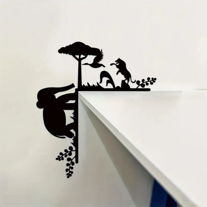Metal Creative Animal Silhouette Decorative Wall Stickers Door Corner Decoration