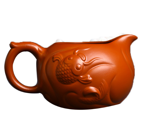 Yixing genuine handmade raw ore Dahongpao fish Hualong fair cup purple clay pot