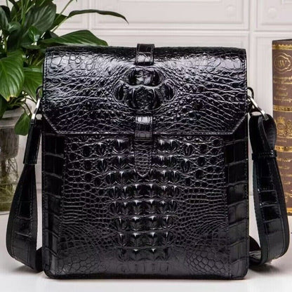 Handcrafted Original Crocodile Skin Leather Men Business Shoulder Messenger Bag