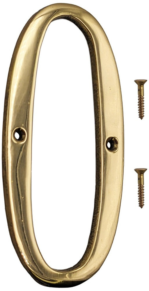 6-inch Shiny Gold House Number w/ Screws, Polished Brass, Mailbox / Home Numbers