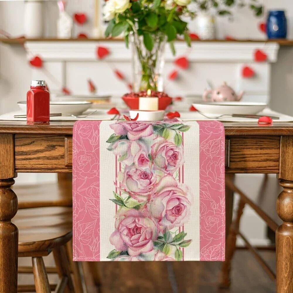Table Runners Linen Spring Flower Easter Holiday Home Dining Decoration 30x180cm