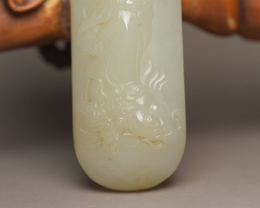 Chinese Top Natural Hetian Jade Carved Kwan Yin Statue Good Luck Pendant Jewelry
