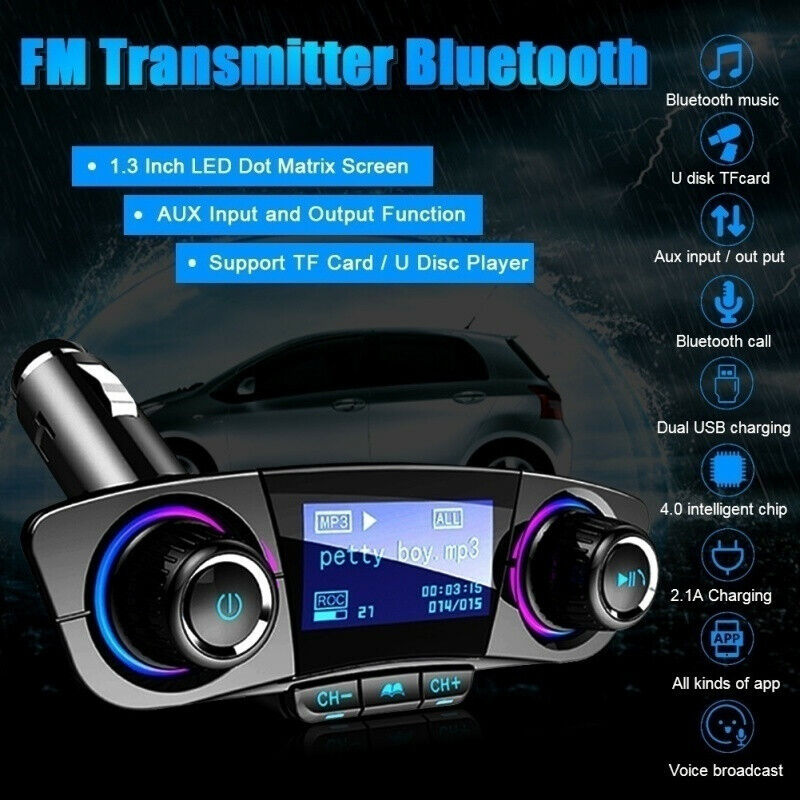 Car Bluetooth FM Transmitter MP3 Player Hands free Radio Adapter Kit USB Charger