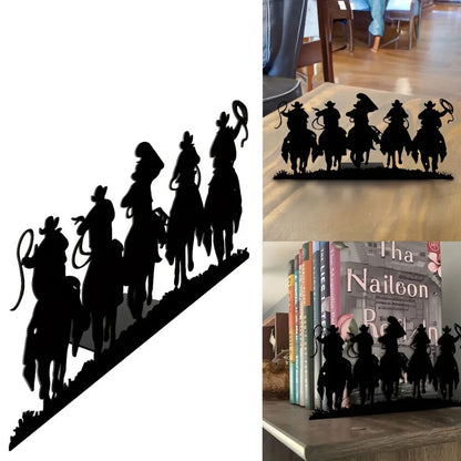 Western Cowboy Desktop Decorations, Desktop Metal Artwork, Bookends Decorations