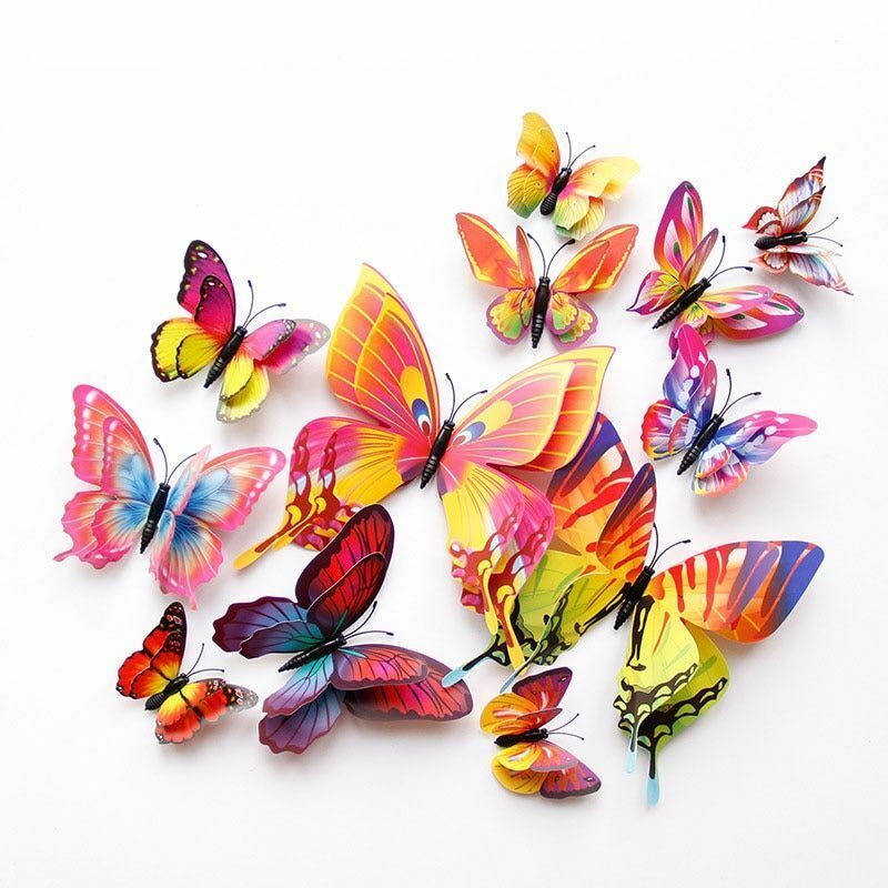 Wall Sticker 3D Double Layer Butterfly Home Decoration Decal Party Fridge Magnet