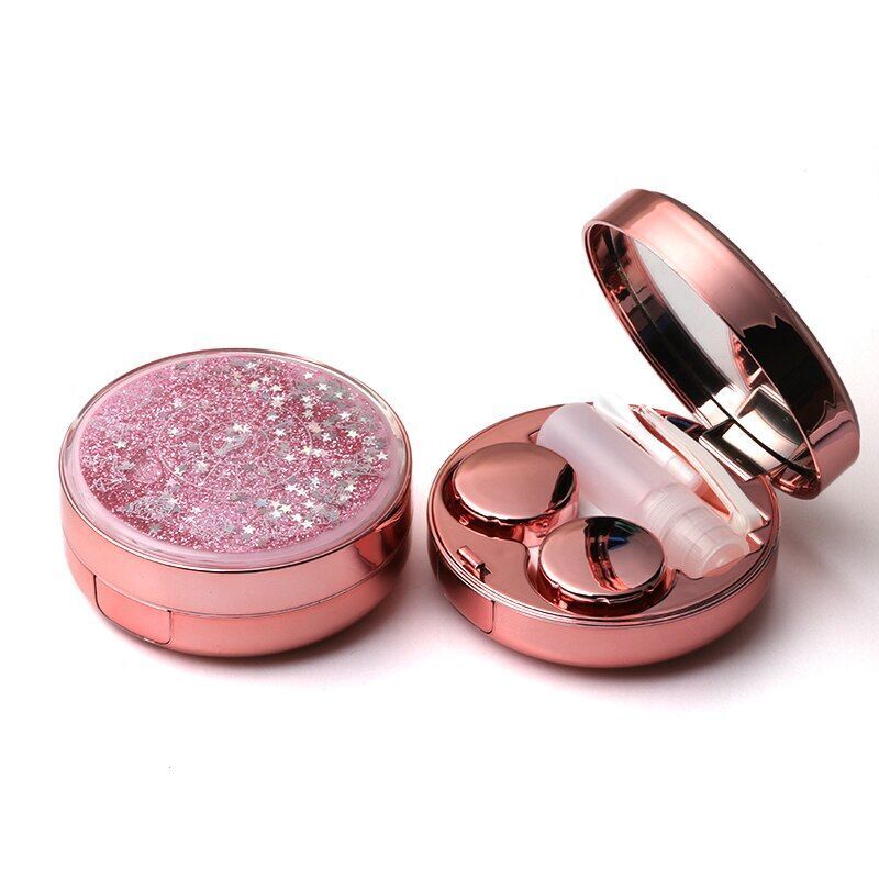 Contact Lens Case Fashion Portable Glitter Bling Stars Eye Care Storage 72x25mm