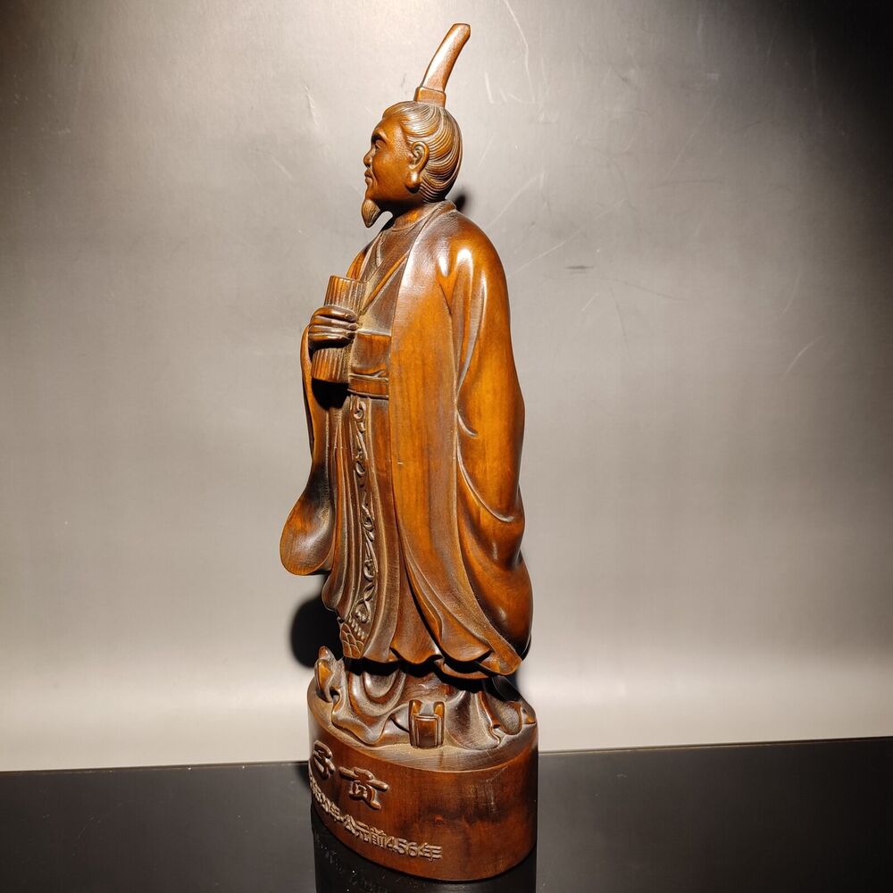 chinese boxwood carving wood wooden statue vintage Zigong Figurine Tzu Kung nice