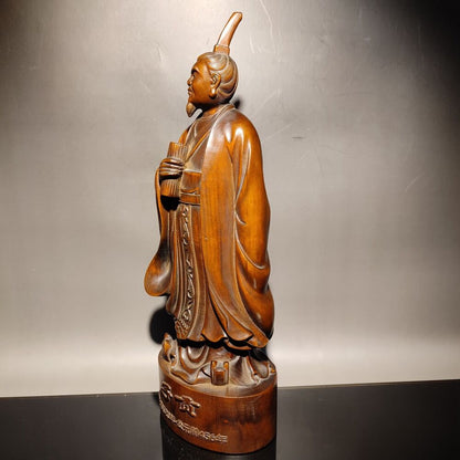 chinese boxwood carving wood wooden statue vintage Zigong Figurine Tzu Kung nice