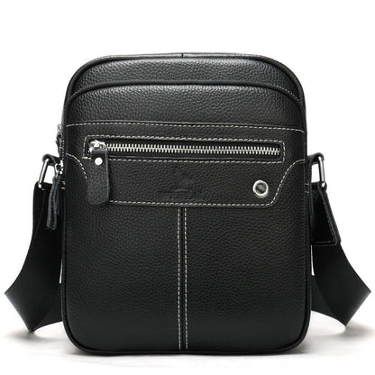 100% Genuine Leather Men's Black Sling Shoulder/Messenger Bag 8" Zipper Bags